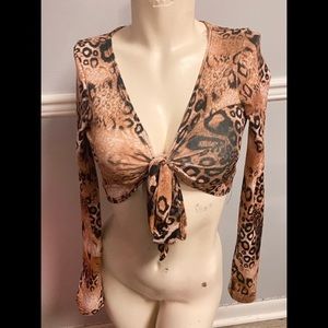 Naked Wardrobe Leopard Print Crop Top